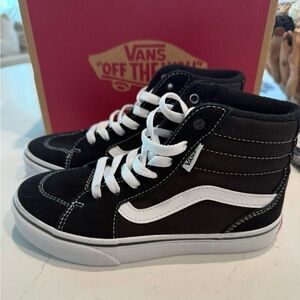Brand New -Vans Kids Black & White High-Top Sneakers